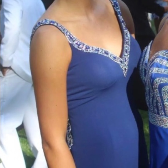 Tony bowls navy blue prom dress with sequins - Picture 5 of 5